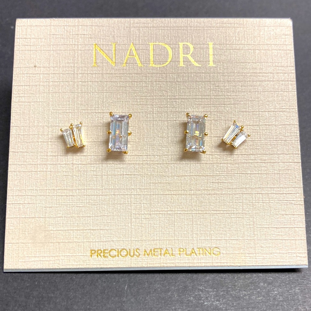 Nadri Gold and Crystal two pair Mix and Match stud earrings